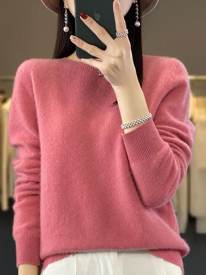 Autumn Knit 100%wool O-neck Sweater Wu023