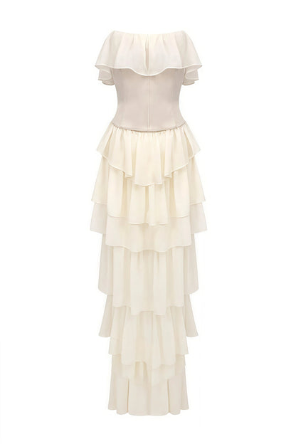 Mirae Apricot Off Shoulder Maxi Dress