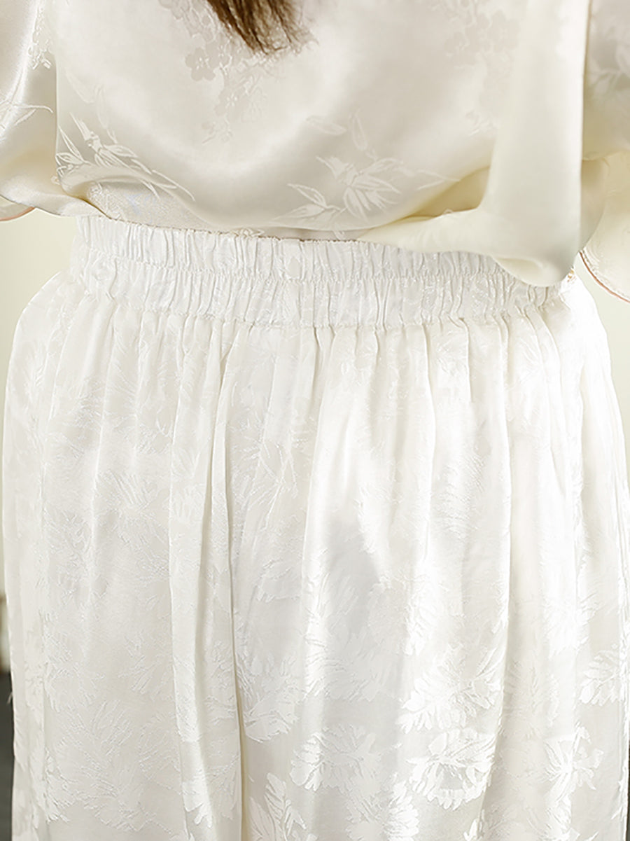 Summer Jacquard Spliced Wide-leg Pants Cv1009
