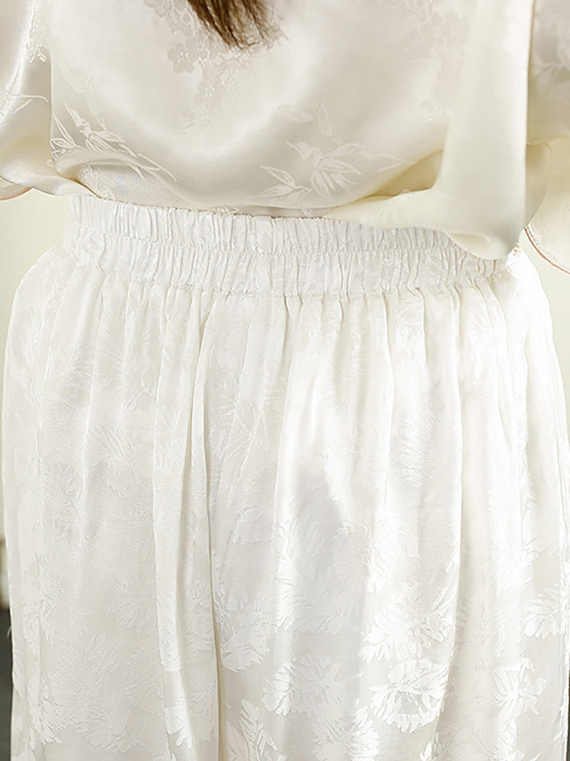 Summer Jacquard Spliced Wide-leg Pants Cv1009