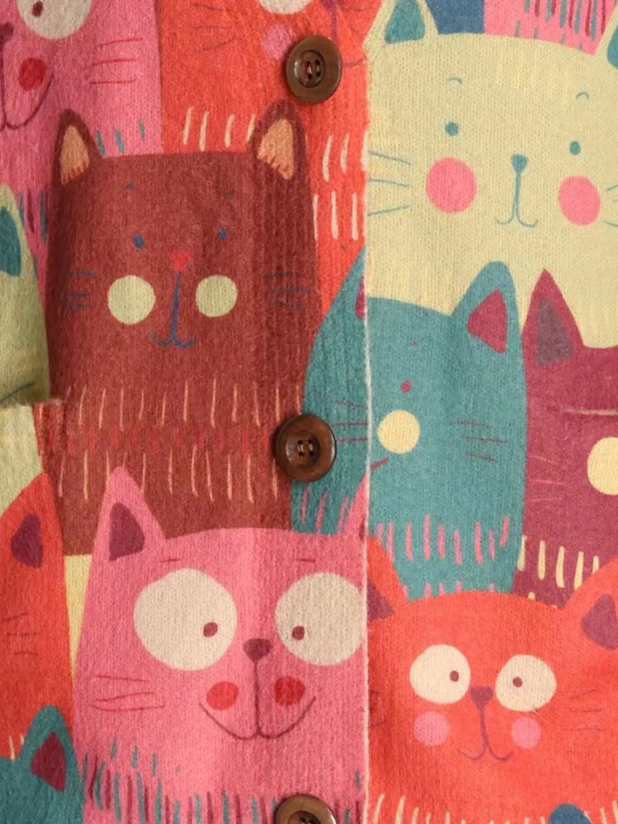 Spring Cat Knitted Cardigan Sweater Pa1005