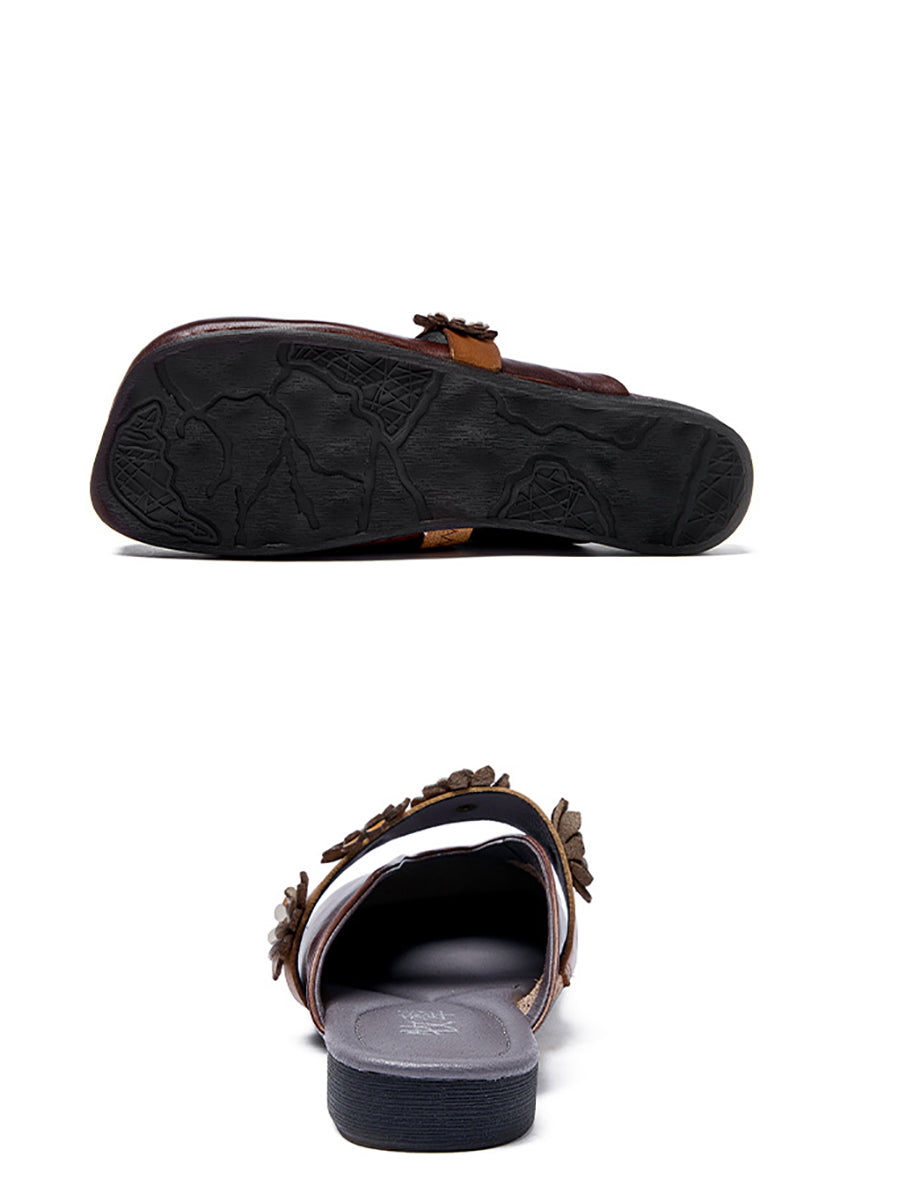 Summer Flower Leather Slippers Sc1011