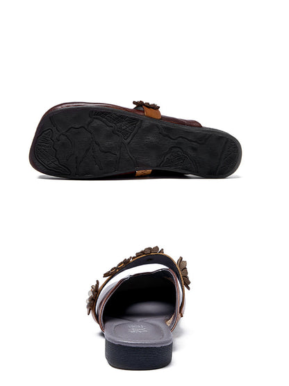 Summer Flower Leather Slippers Sc1011