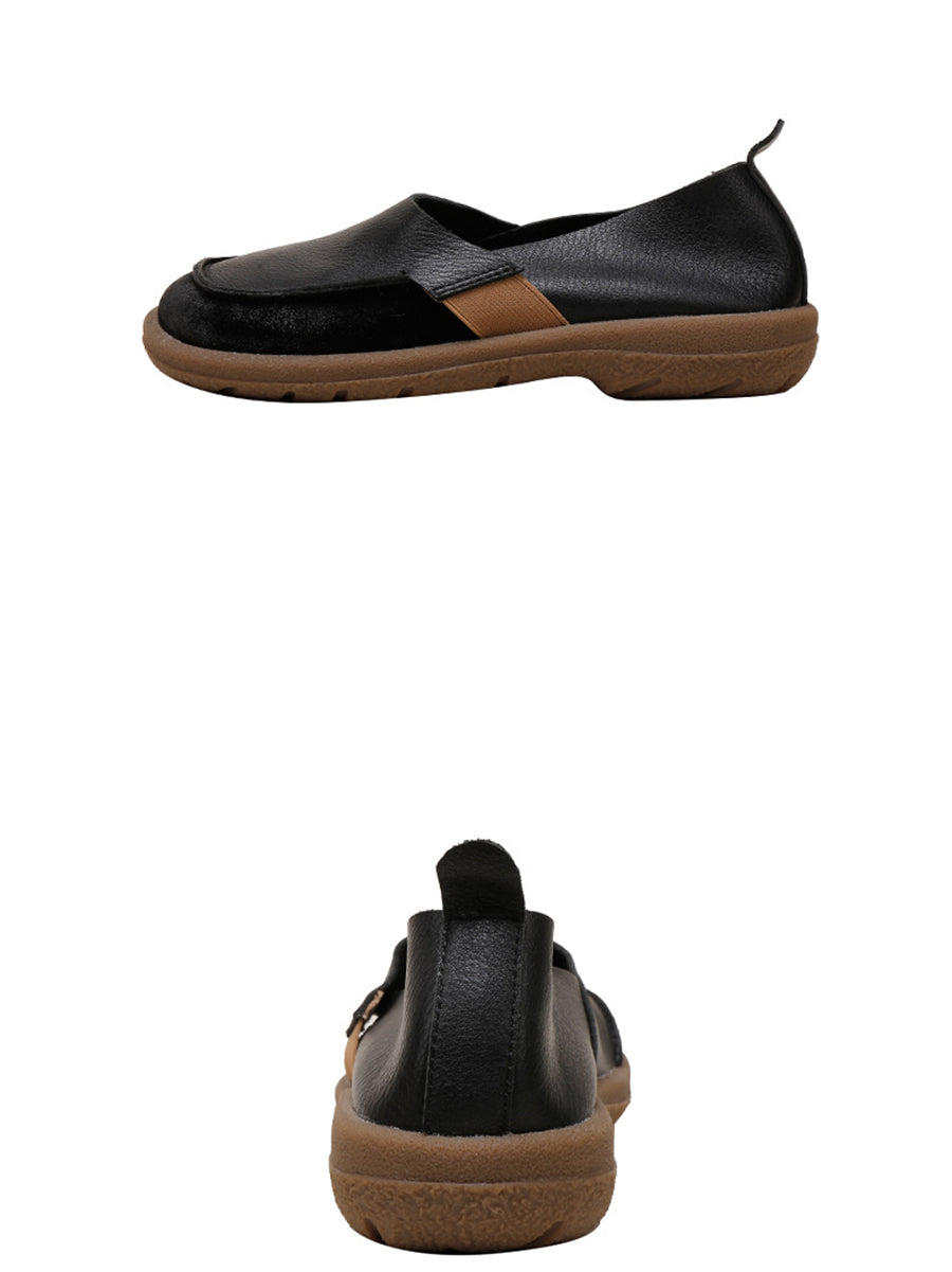 Summer Soft Leather Spliced Low-heel Shoes Aa1016