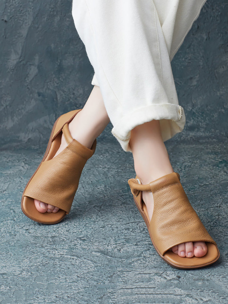 Summer Leather Flat Sandals Ui1013