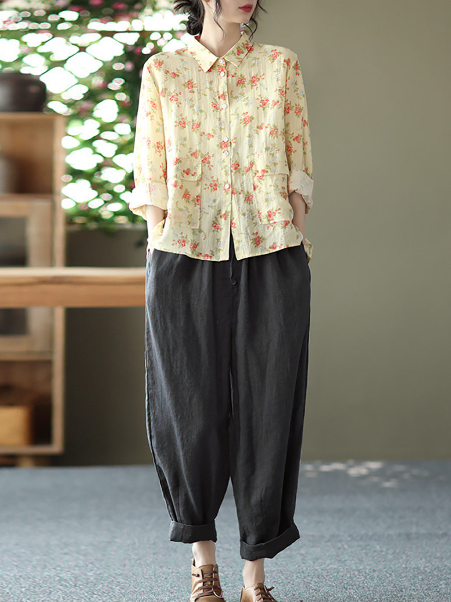 Spring Button Up Ramie Blouse At1089
