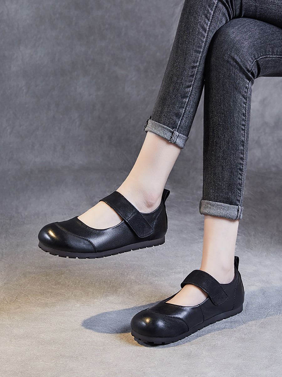 Summer Soft Leather Flat Shoes Qw1020