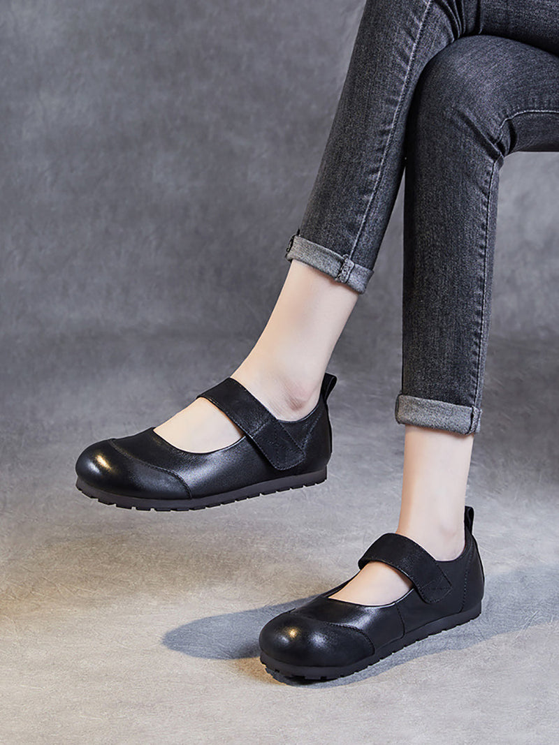 Summer Soft Leather Flat Shoes Qw1020