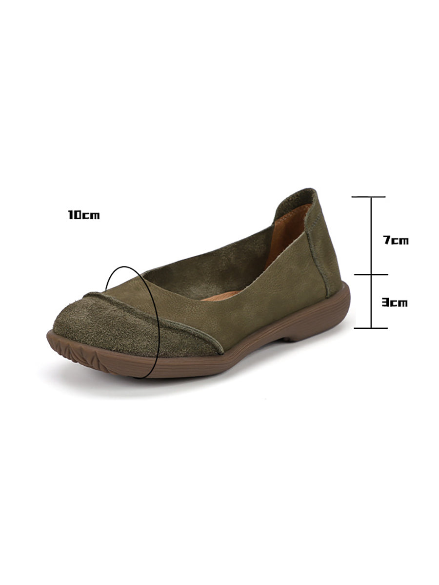 Summer Retro Leather Spliced Flat Shoes Ty1031