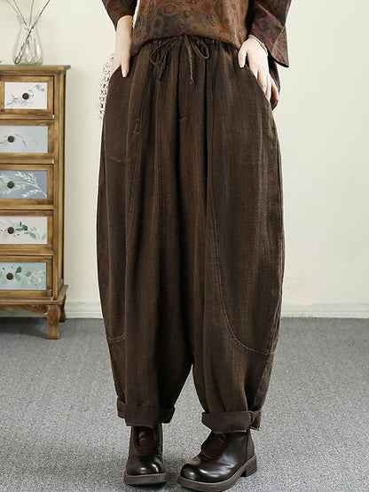 Autumn Pocket Linen Harem Pants Av1031