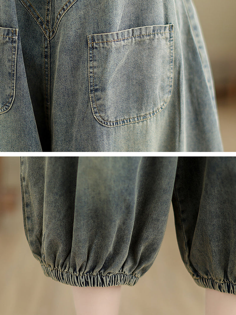 Retro Summer Pocket Denim Jumpsuits Fg1035