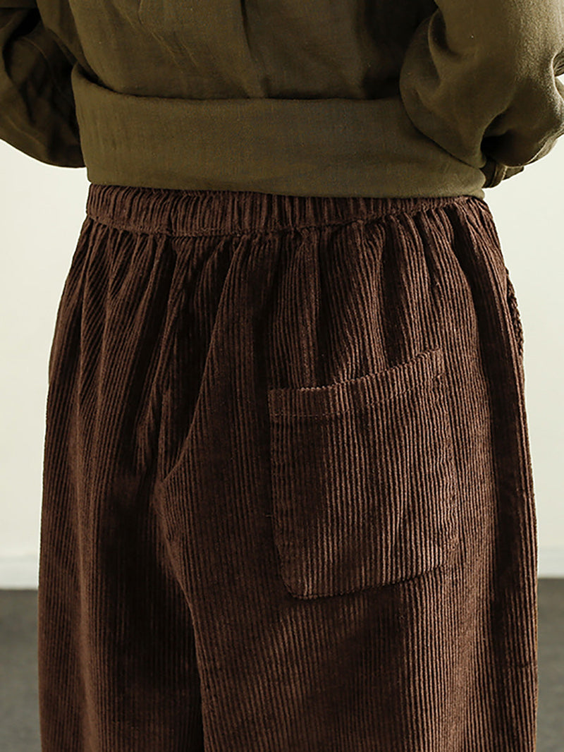 Autumn Corduroy Spliced Cotton Harem Pants Ai1047