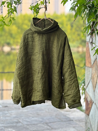 Autumn Turtleneck Ramie Padded Coat Qm029
