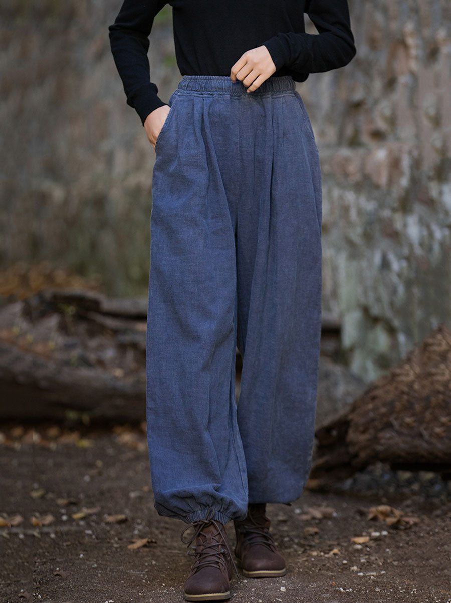 Autumn Loose Ramie Cuffed Pants At1013