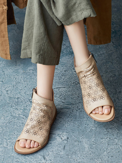 Summer Leather Open-toe Flat Shoes Ui1015