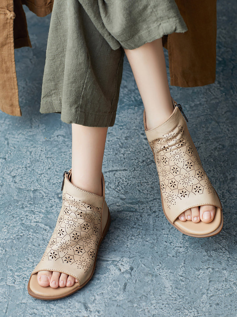 Summer Leather Open-toe Flat Shoes Ui1015
