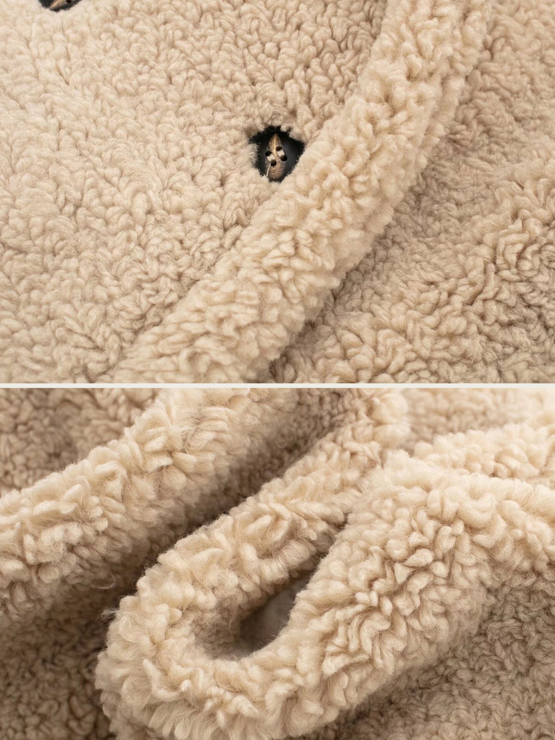 Athalia Double-breasted Long Teddy Coat