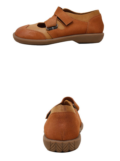 Summer Leather Spliced Low Heel Shoes Aa1047