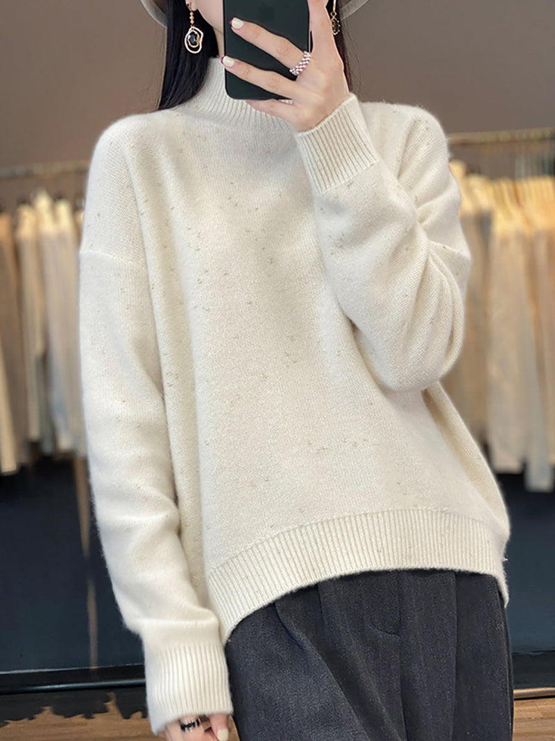 Autumn Knit 100%wool Half-turtleneck Sweater Wu009