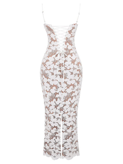 White Embroidered Maxi Dress-"pearl"