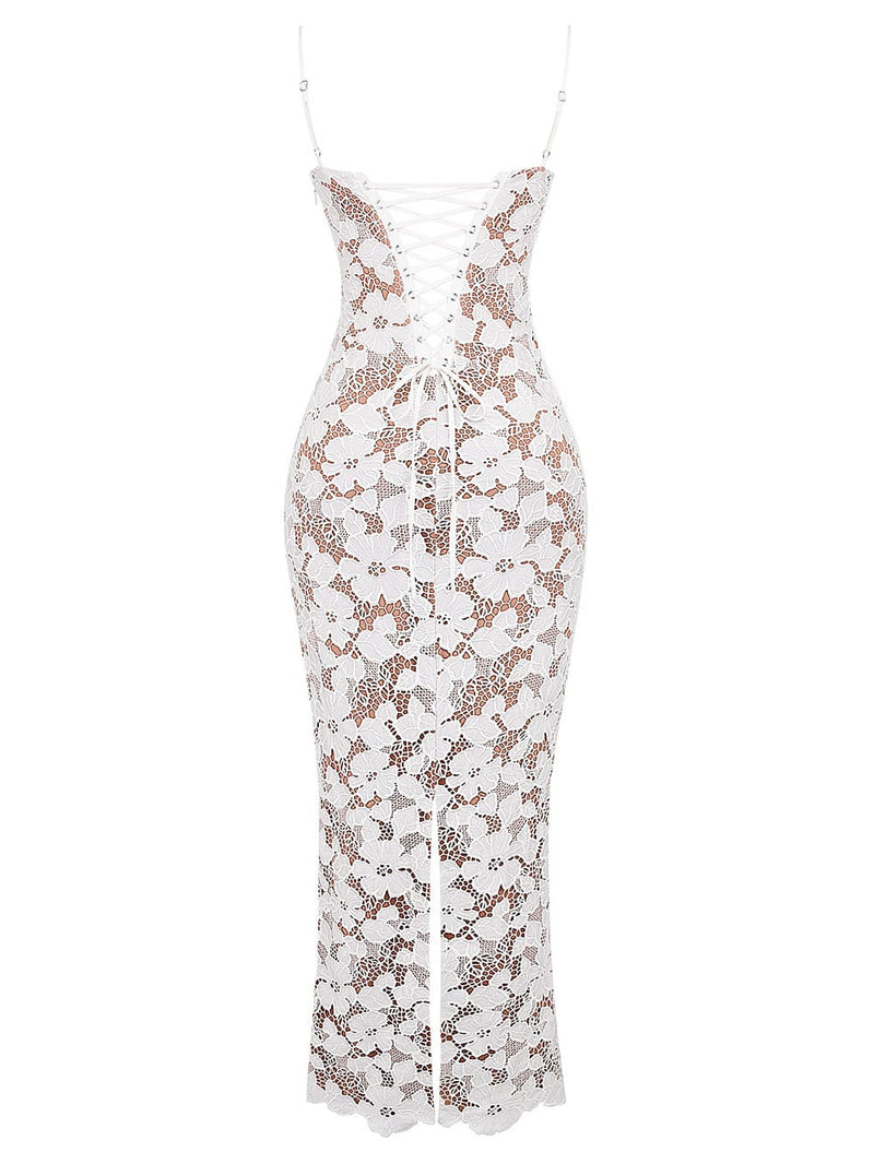 White Embroidered Maxi Dress-