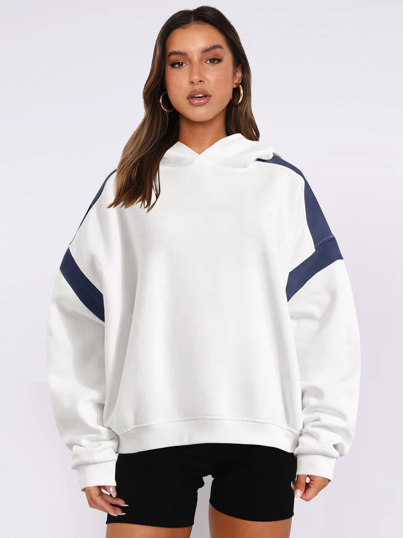 Early Autumn Contrast Color Drop Shoulder High End Clothing Varsity Jacket Brand Hoodie Hooded Sweatshirt Outer