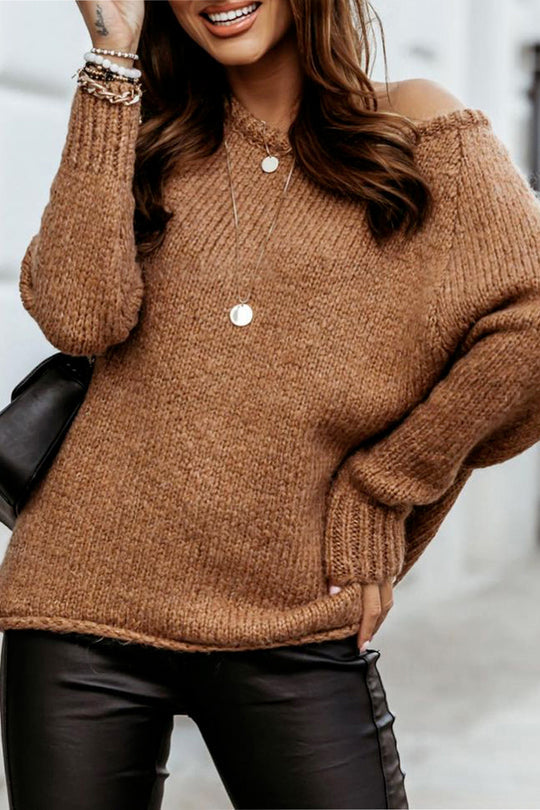 Ribbed Knitted Oversized Pullover Sweater