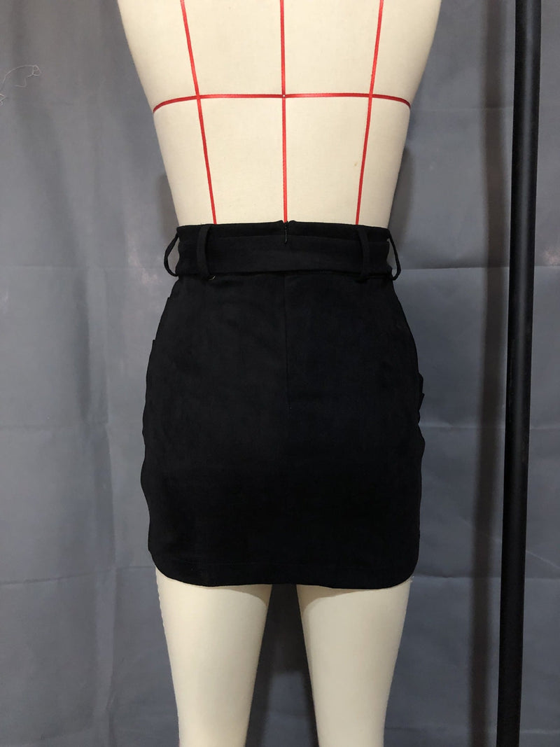 Leather Lace-up Hip Irregular Asymmetric Skirt
