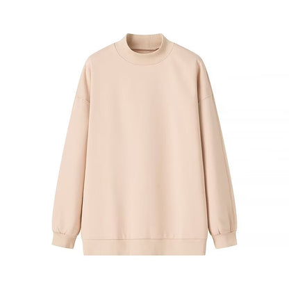Autumn Winter Simple Loose Half Turtleneck Fleece Lined Color Sweatshirt Sweatshirt