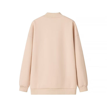 Autumn Winter Simple Loose Half Turtleneck Fleece Lined Color Sweatshirt Sweatshirt