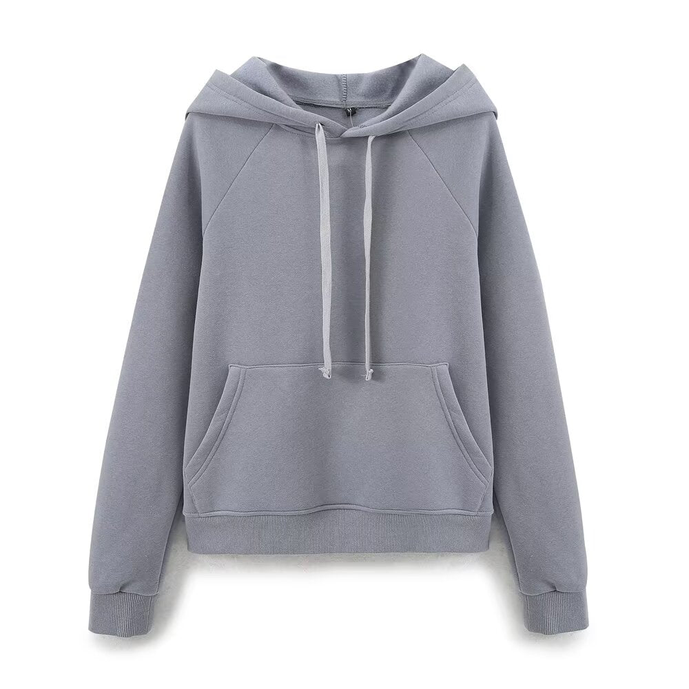 Fall Clothing Stylish Simple Hooded Washed Sweatshirt