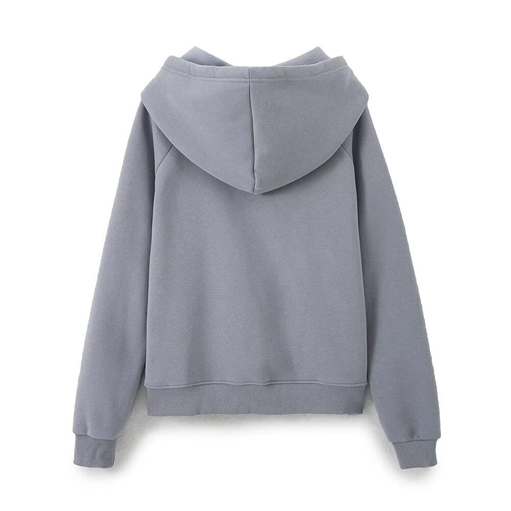 Fall Clothing Stylish Simple Hooded Washed Sweatshirt