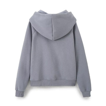 Fall Clothing Stylish Simple Hooded Washed Sweatshirt