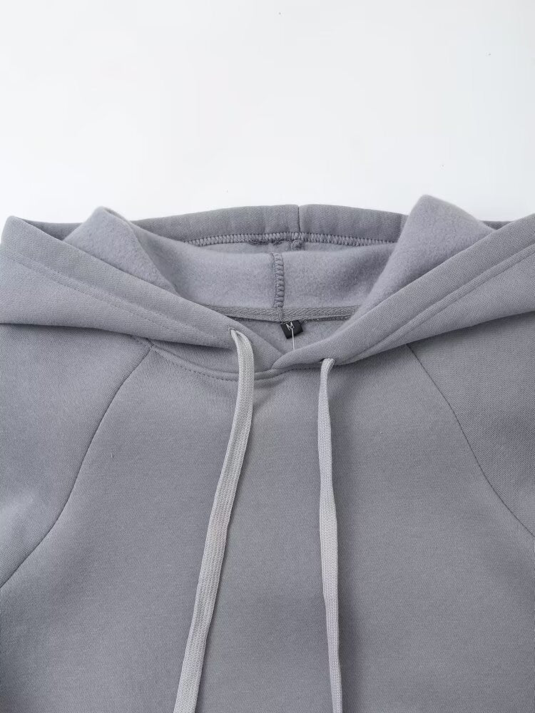 Fall Clothing Stylish Simple Hooded Washed Sweatshirt