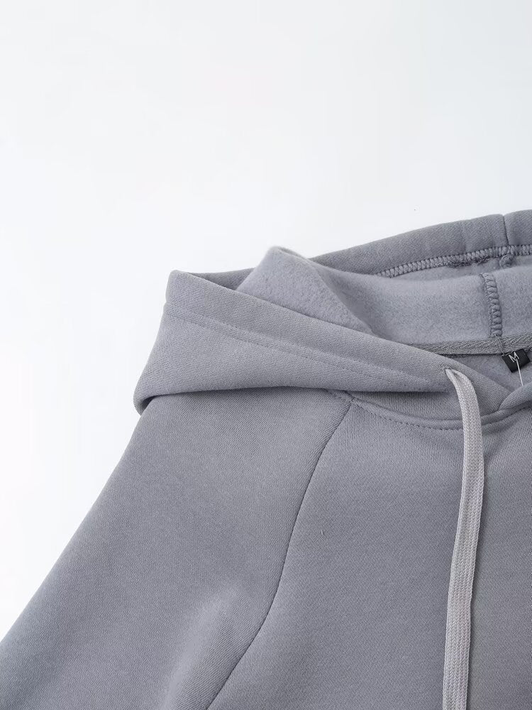 Fall Clothing Stylish Simple Hooded Washed Sweatshirt