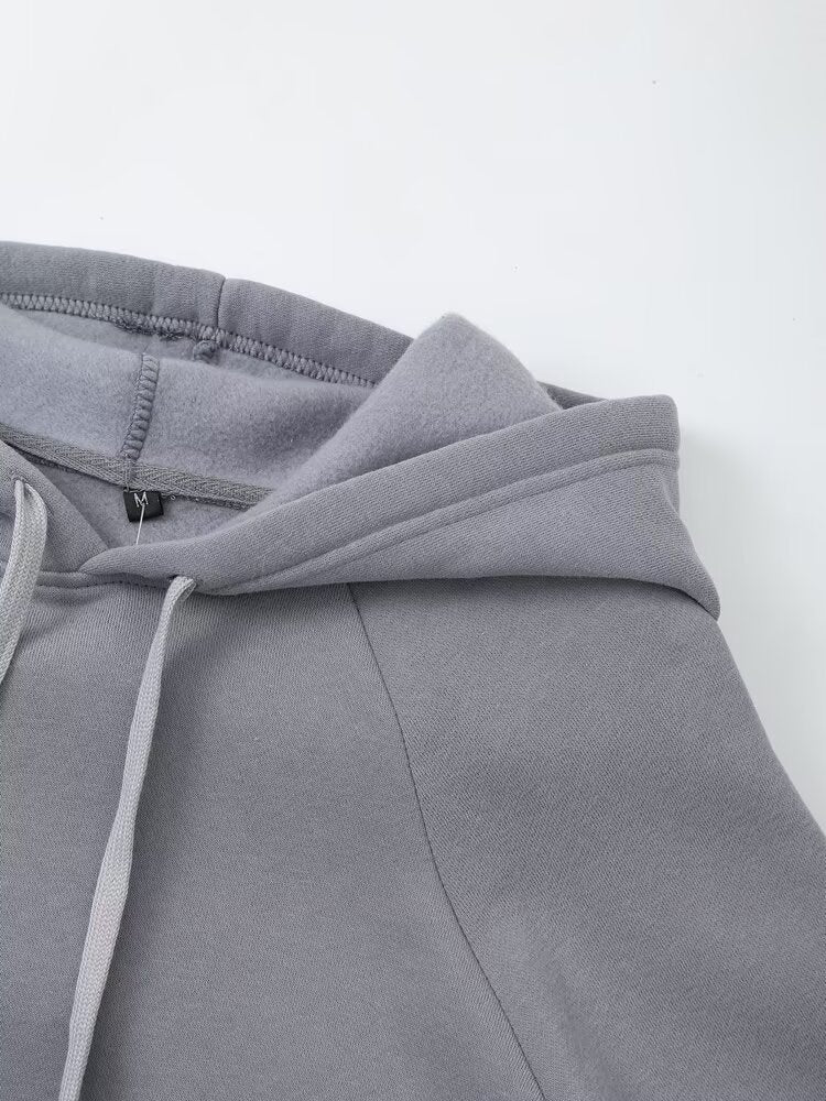 Fall Clothing Stylish Simple Hooded Washed Sweatshirt