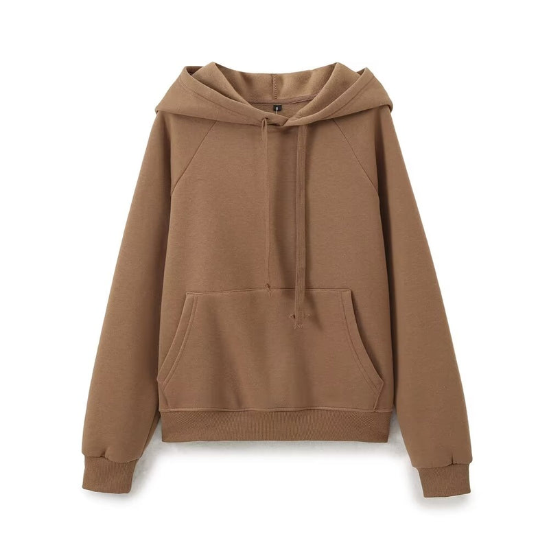 Fall Clothing Stylish Simple Hooded Washed Sweatshirt