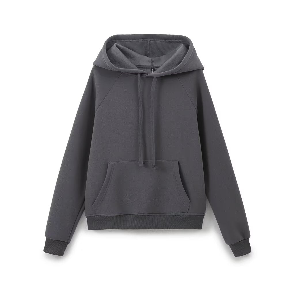 Fall Clothing Stylish Simple Hooded Washed Sweatshirt