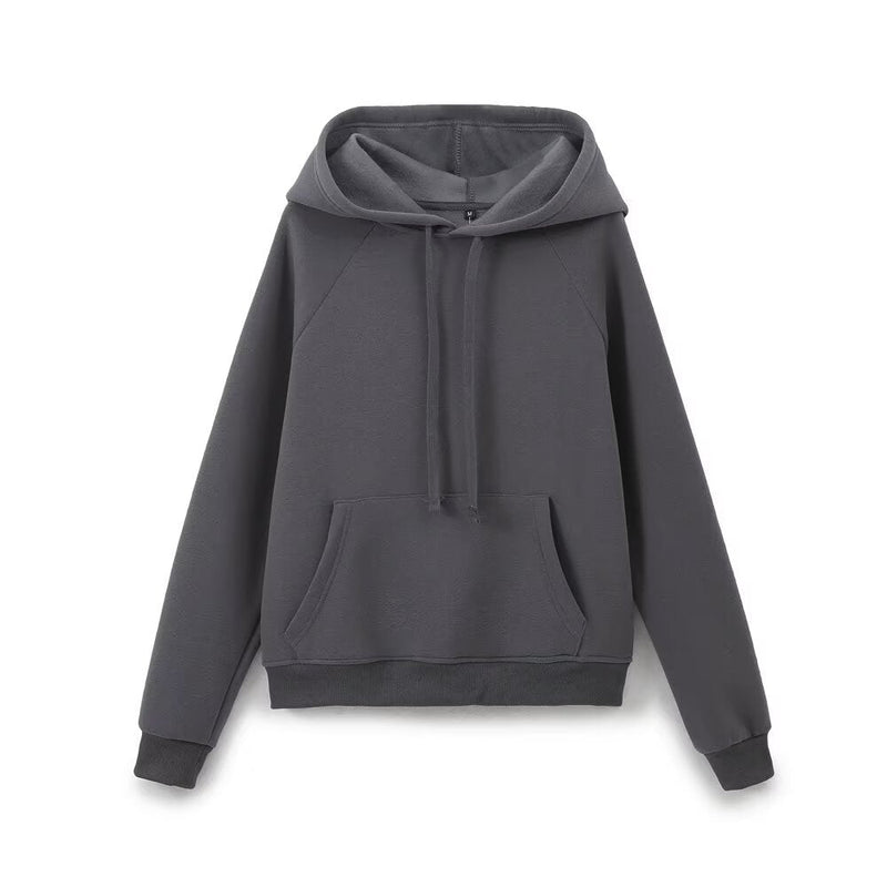 Fall Clothing Stylish Simple Hooded Washed Sweatshirt