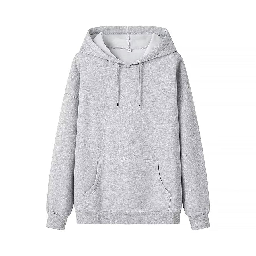 Winter Drawstring Pocket Decoration Long Sleeve Hooded Fleece Lined Sweatshirt