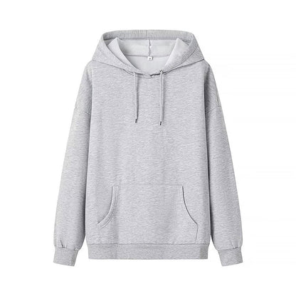 Winter Drawstring Pocket Decoration Long Sleeve Hooded Fleece Lined Sweatshirt