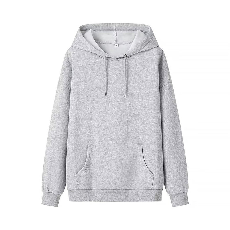 Winter Drawstring Pocket Decoration Long Sleeve Hooded Fleece Lined Sweatshirt
