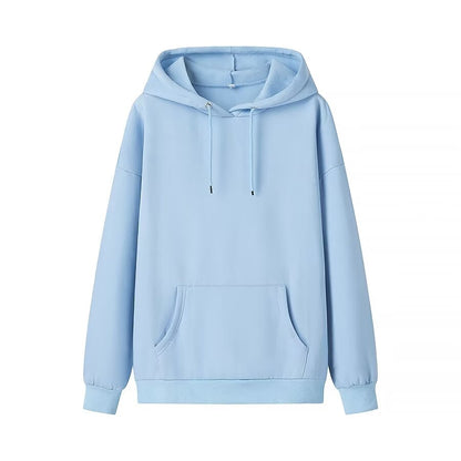 Winter Drawstring Pocket Decoration Long Sleeve Hooded Fleece Lined Sweatshirt