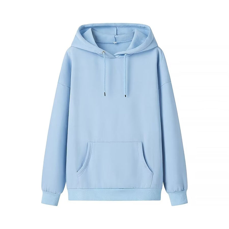 Winter Drawstring Pocket Decoration Long Sleeve Hooded Fleece Lined Sweatshirt