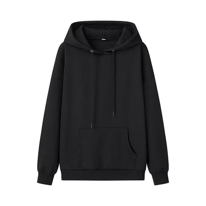 Winter Drawstring Pocket Decoration Long Sleeve Hooded Fleece Lined Sweatshirt