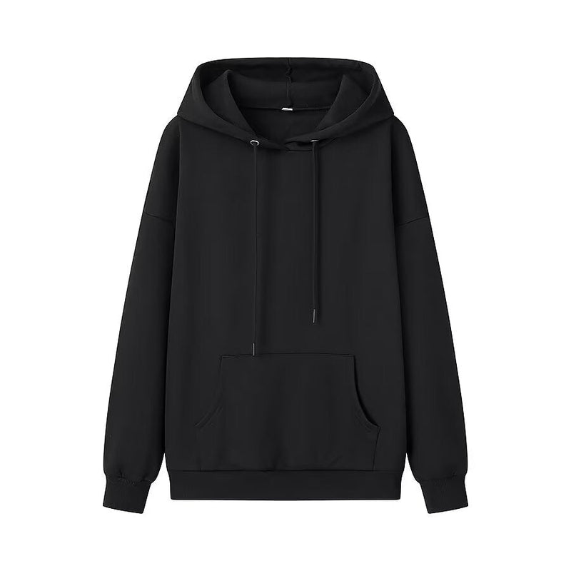 Winter Drawstring Pocket Decoration Long Sleeve Hooded Fleece Lined Sweatshirt