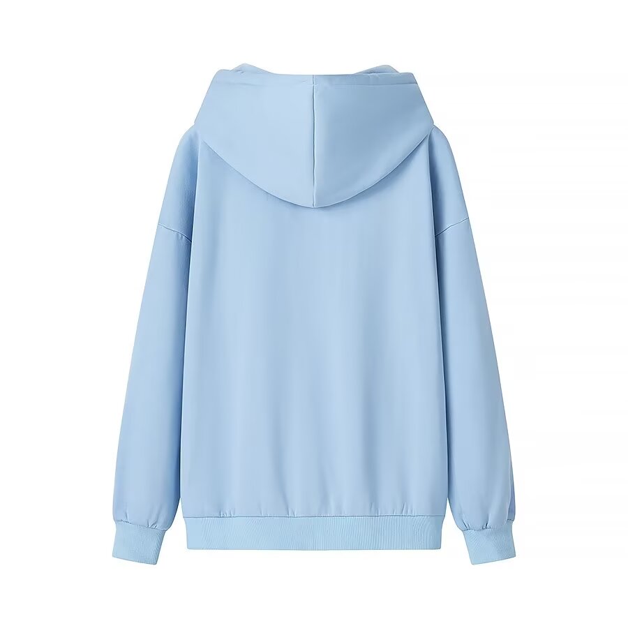 Winter Drawstring Pocket Decoration Long Sleeve Hooded Fleece Lined Sweatshirt