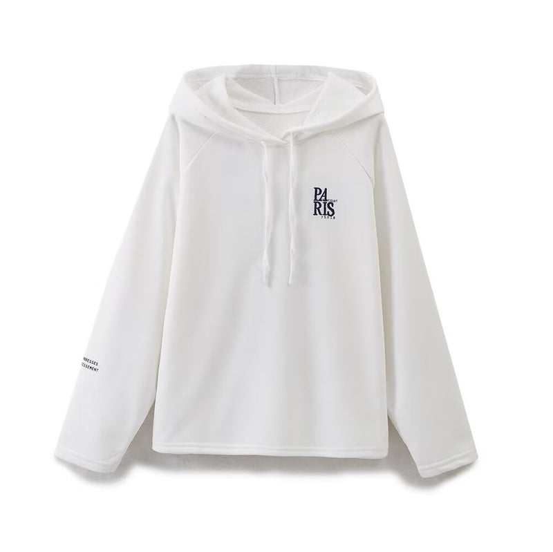 Clothing Spring Office All Matching Letter Graphic Embroidered Decorative Hooded Sweatshirt
