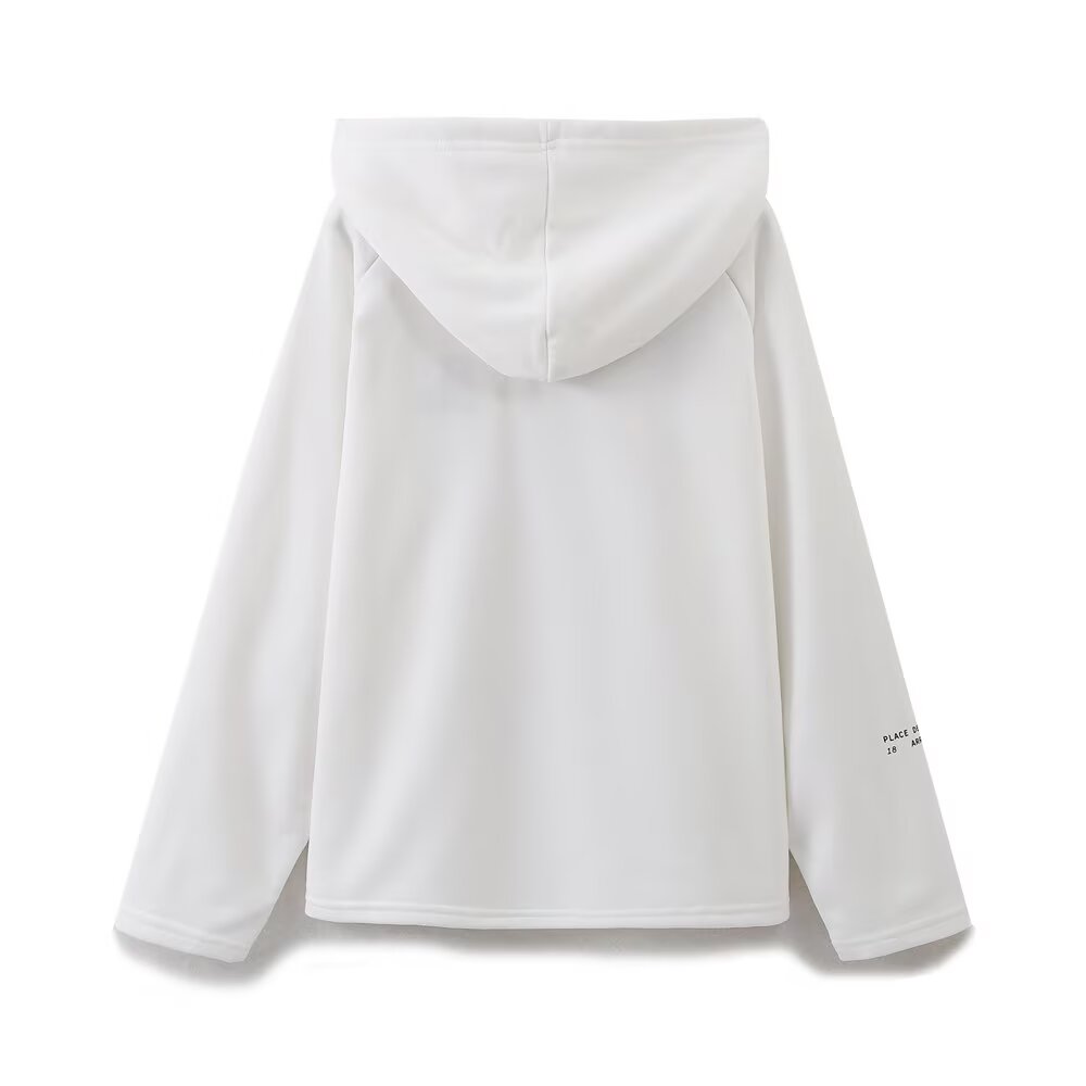 Clothing Spring Office All Matching Letter Graphic Embroidered Decorative Hooded Sweatshirt