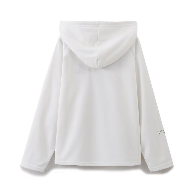 Clothing Spring Office All Matching Letter Graphic Embroidered Decorative Hooded Sweatshirt